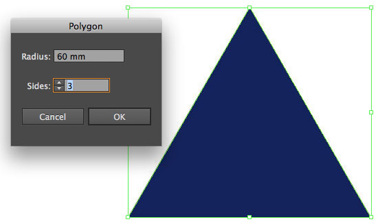 Equilateral triangle created with the Illustrator Polygon Tool